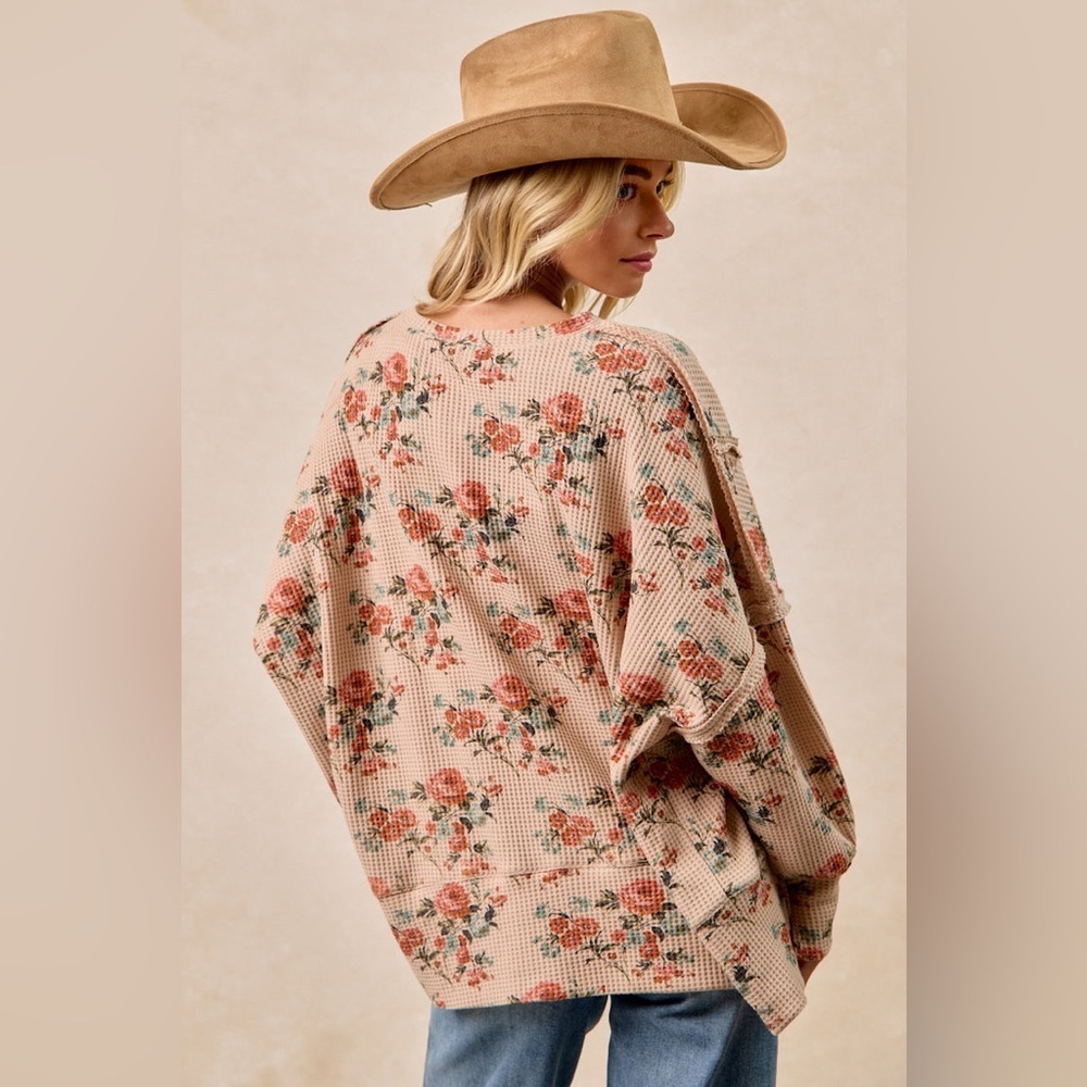 ⚡️ 📦 BiBi “ Winter Bloom “ Waffle Pullover | Taupe - Picture 12 of 12